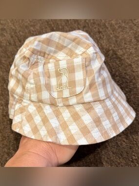 NWT Me and Henry 12-24mo 1-2 yr Kids Beige White Gingham Bucket Hat
